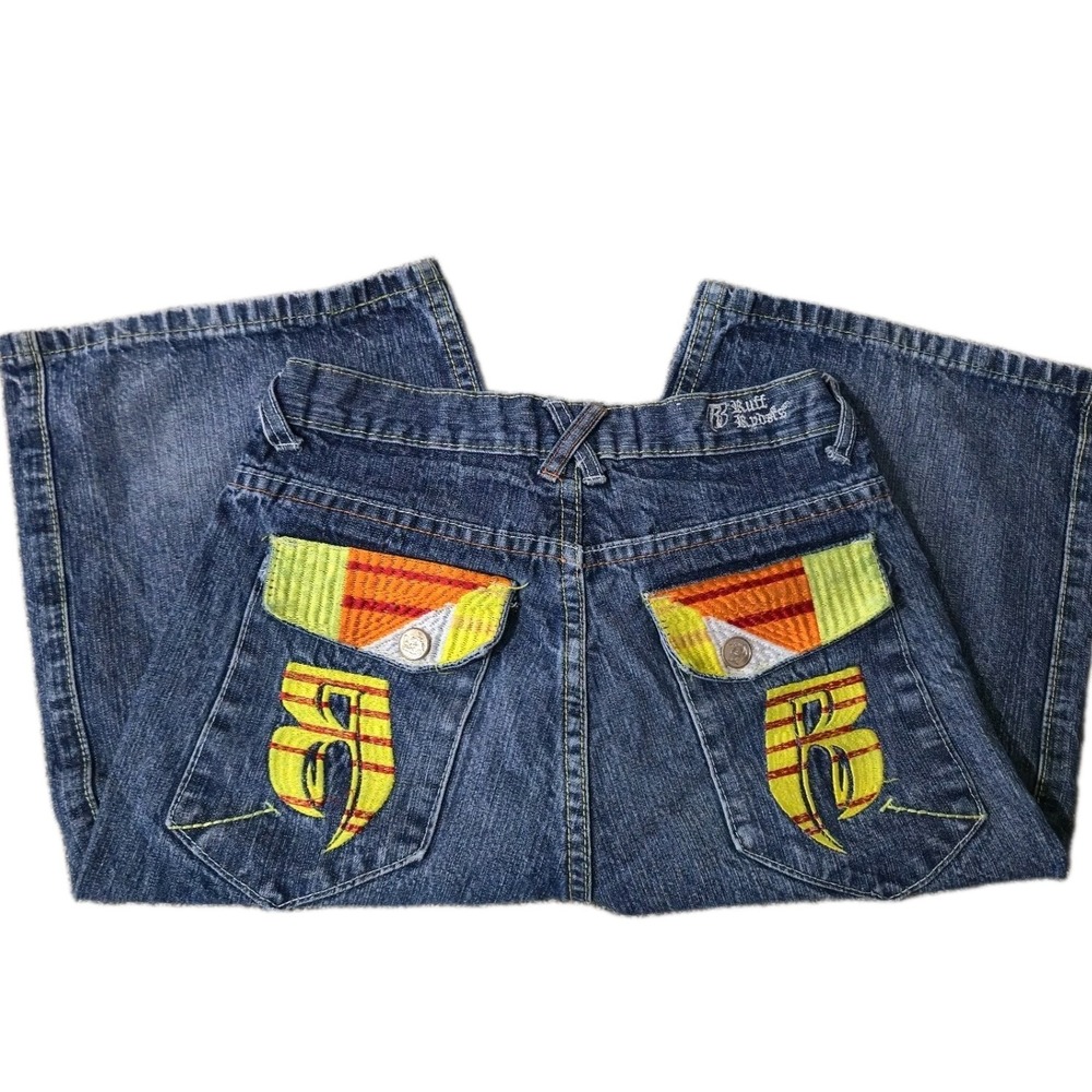Vintage Ruff Ryders Denim Jeans Size 26x12 Hip Hop Era 90s DMX Embroidered